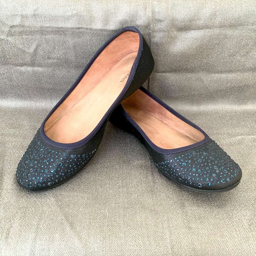 Womens Navy Blue Sparkly Flats 7.5